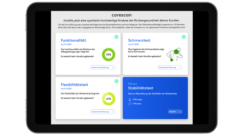 ## **Welche Vorteile bietet der corescan für Therapeuten**